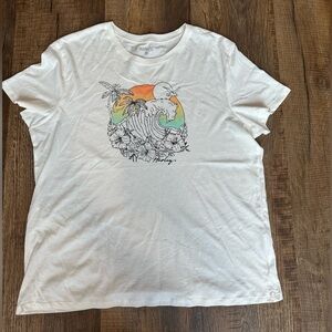 Hurley White Tee with Tropical Graphic